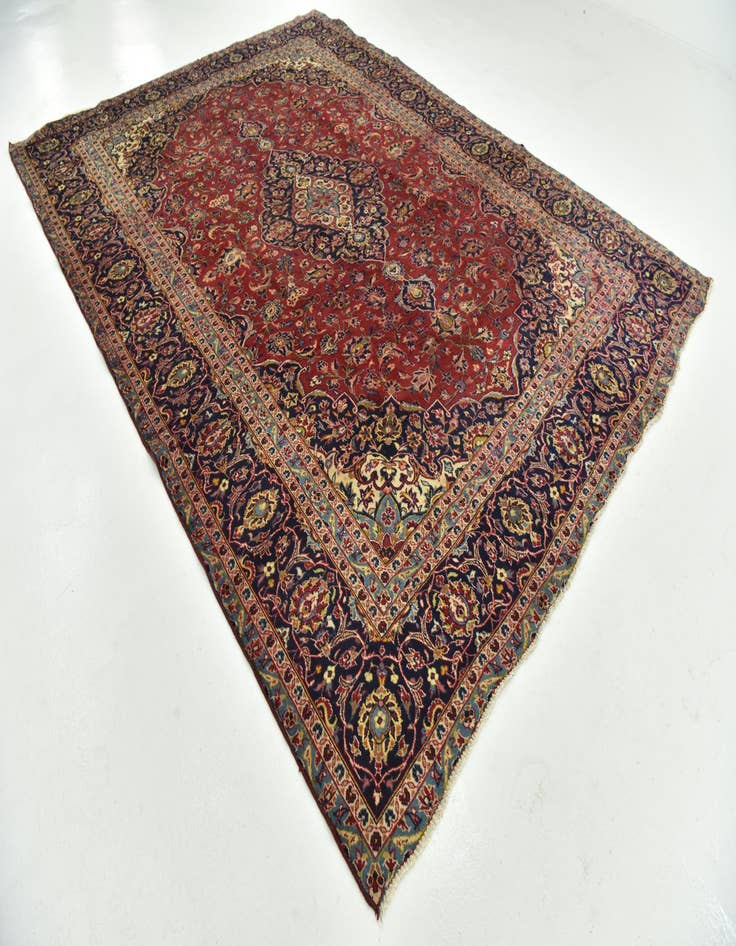 Detail image of 9' 4 x 12' 8 Hand Knotted Kashan Persian Wool Rug