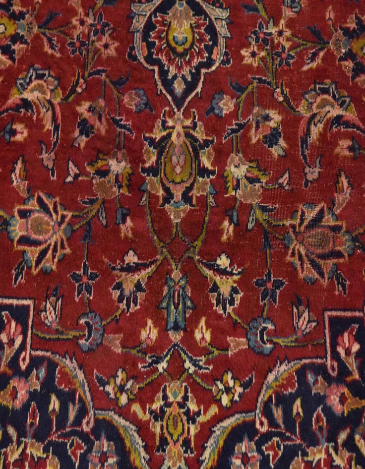 Detail image of 9' 4 x 12' 8 Hand Knotted Kashan Persian Wool Rug