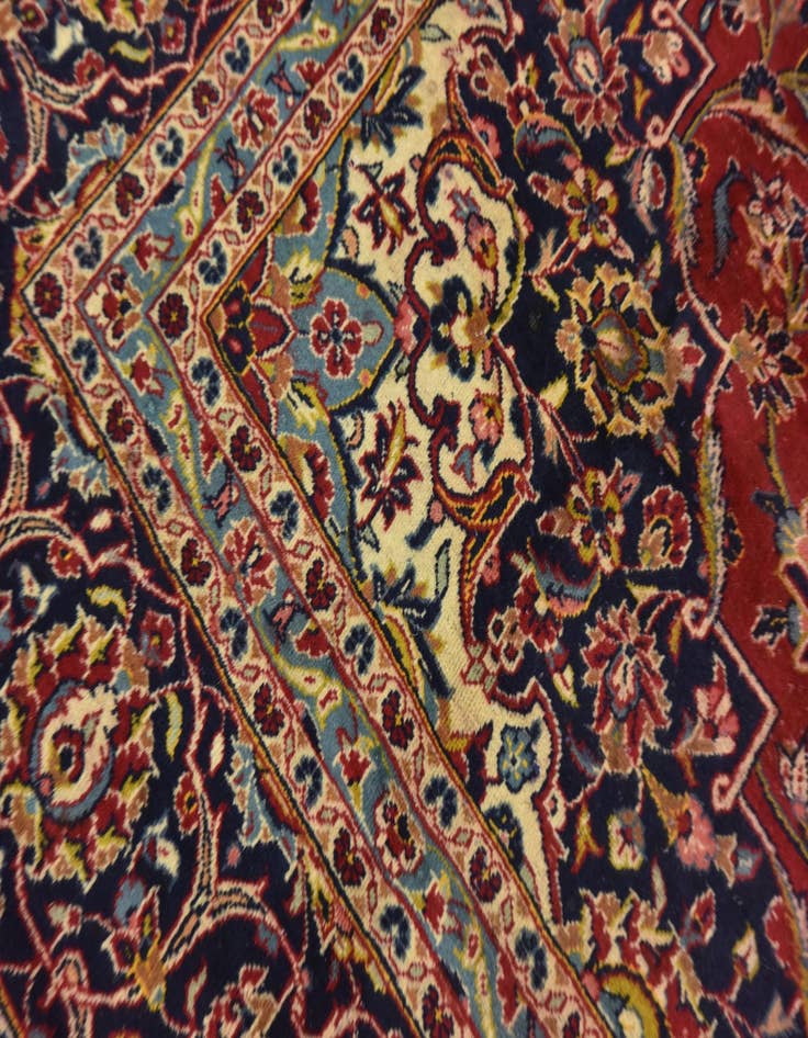 Detail image of 9' 4 x 12' 8 Hand Knotted Kashan Persian Wool Rug