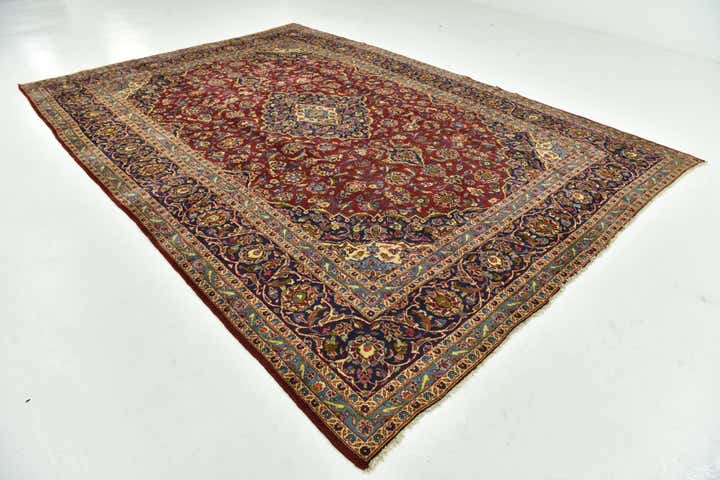 9' 7 x 13' 4 Hand Knotted Kashan Persian Wool Rug