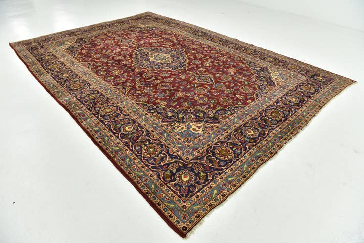 Detail image of 9' 7 x 13' 4 Hand Knotted Kashan Persian Wool Rug
