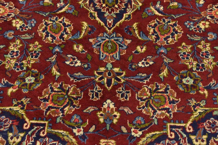 Detail image of 9' 7 x 13' 4 Hand Knotted Kashan Persian Wool Rug