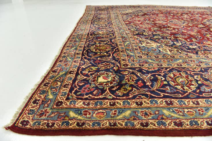 Detail image of 9' 7 x 13' 4 Hand Knotted Kashan Persian Wool Rug