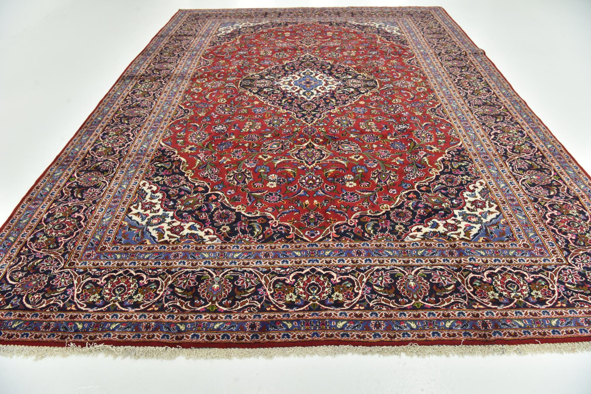 10' x 13' 5 Hand Knotted Kashan Persian Wool Rug