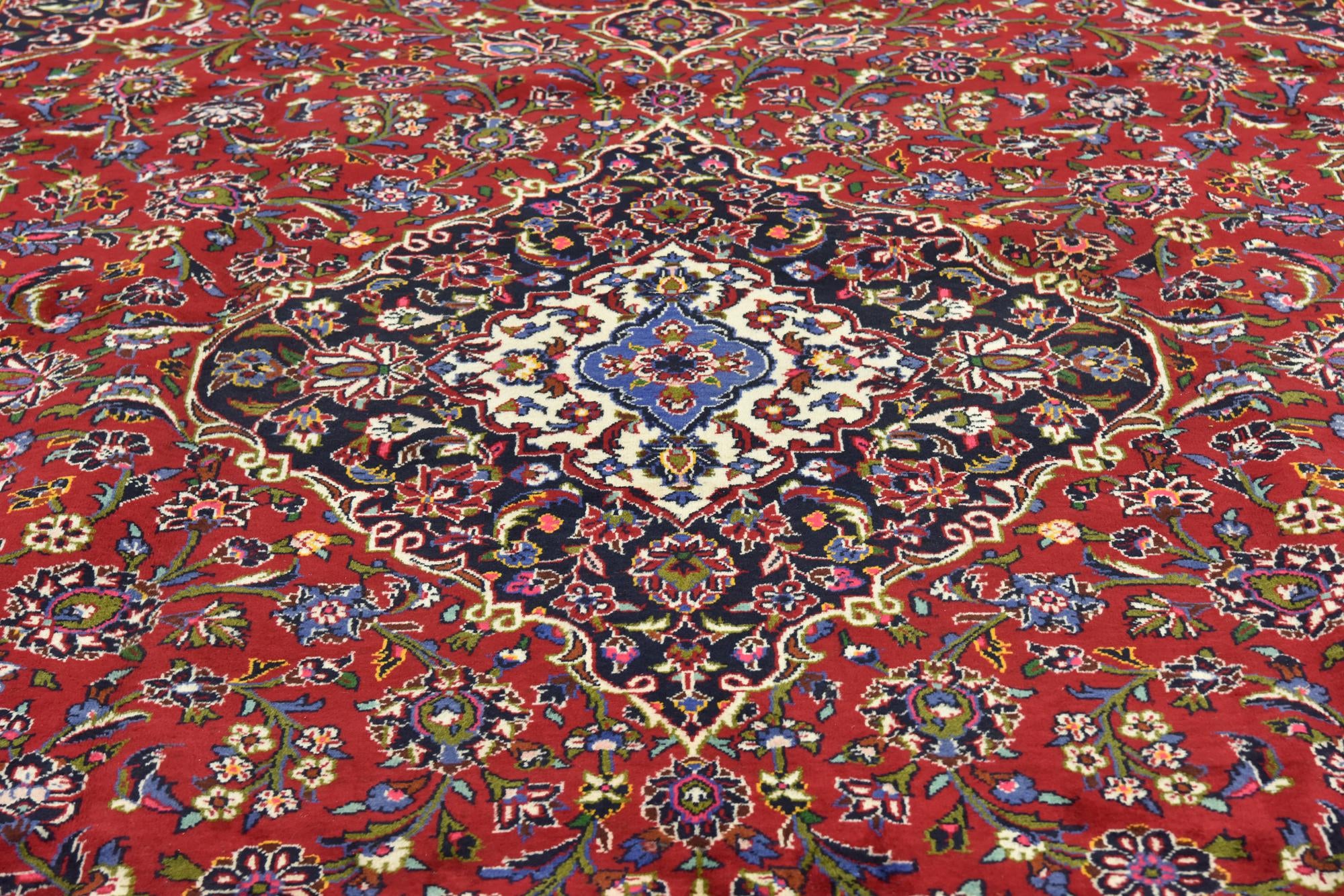 10' x 13' 5 Hand Knotted Kashan Persian Wool Rug