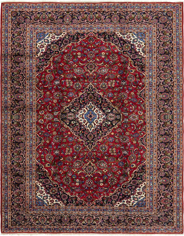Detail image of 10' x 13' 5 Hand Knotted Kashan Persian Wool Rug