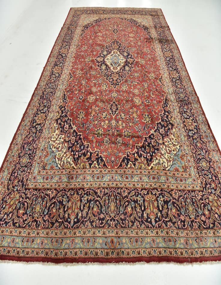 Detail image of 9' 8 x 14' 6 Hand Knotted Kashan Persian Wool Rug