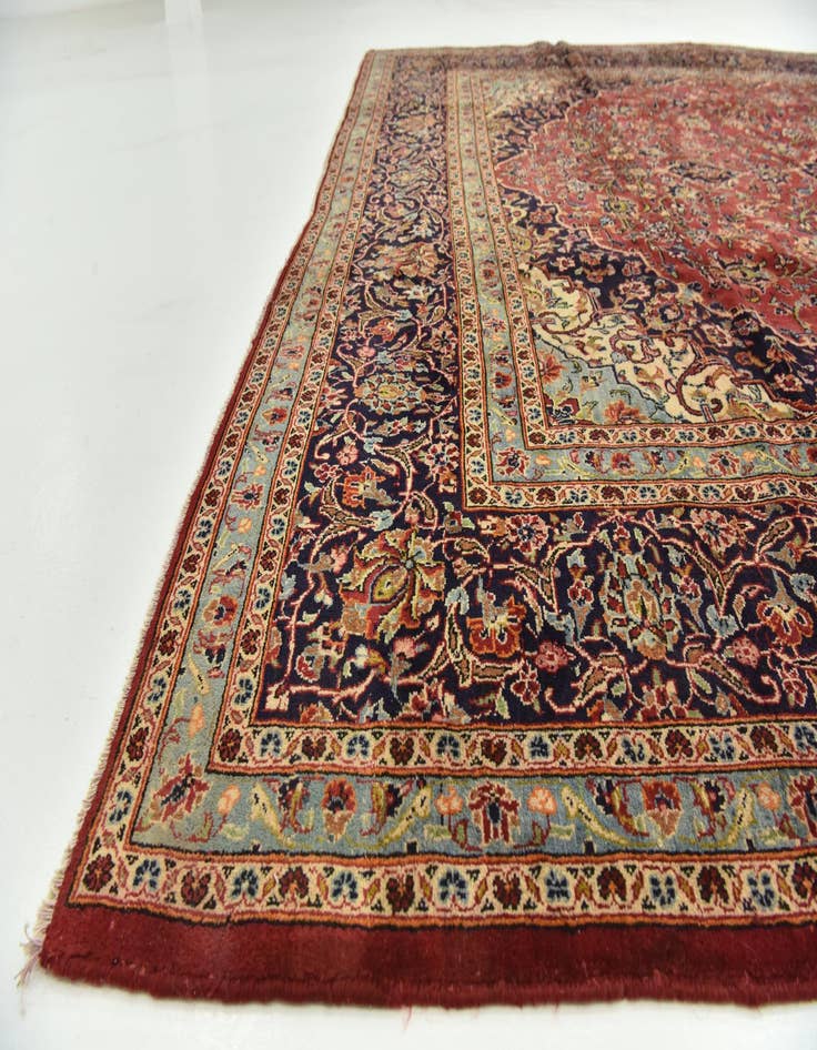 Detail image of 9' 8 x 14' 6 Hand Knotted Kashan Persian Wool Rug