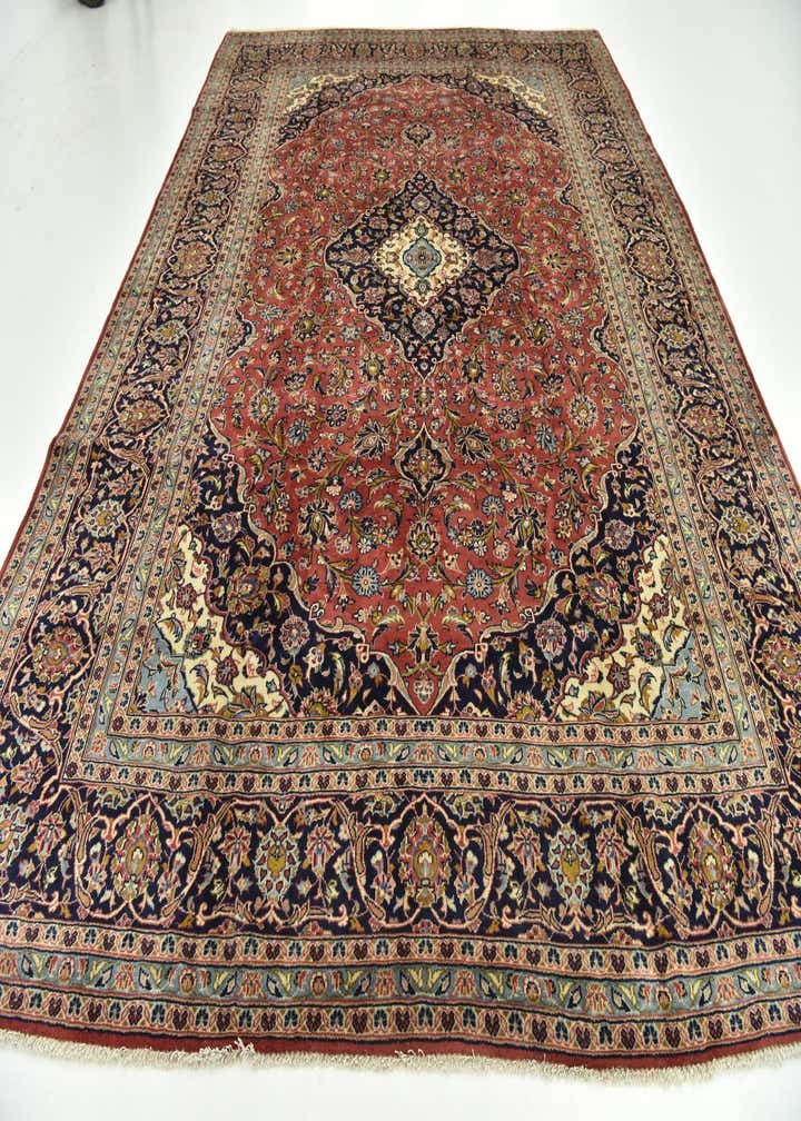 9' 10 x 12' 8 Hand Knotted Kashan Persian Wool Rug