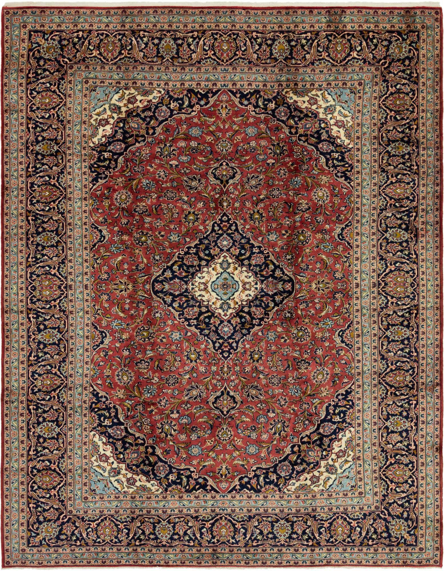 9' 10 x 12' 8 Hand Knotted Kashan Persian Wool Rug