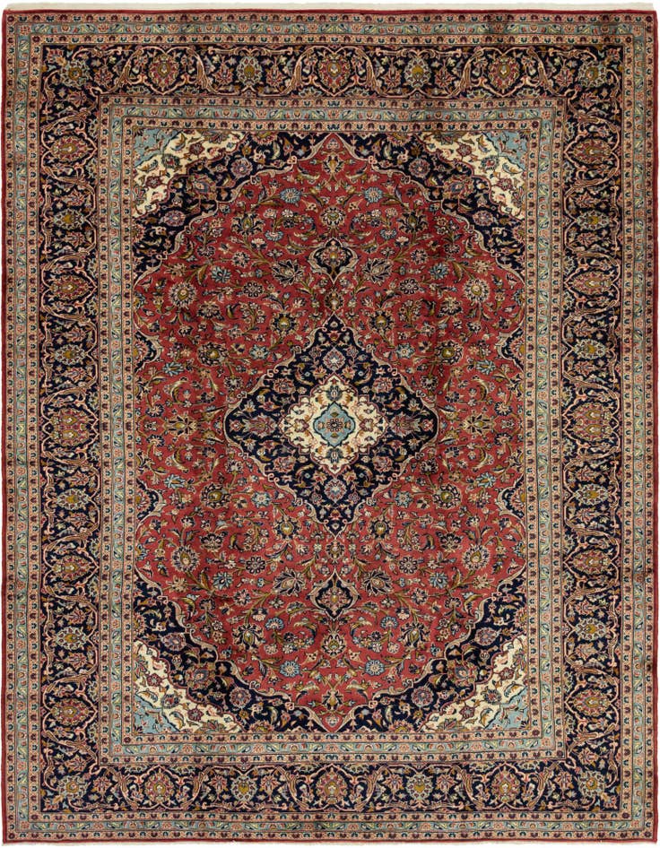 Detail image of 9' 10 x 12' 8 Hand Knotted Kashan Persian Wool Rug