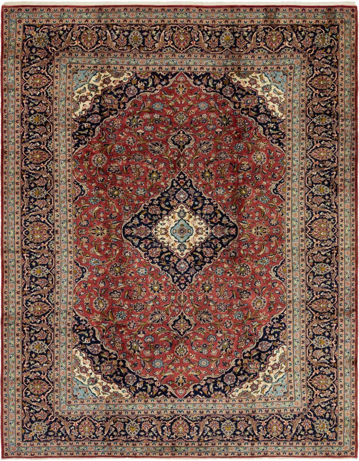 Detail image of 9' 10 x 12' 8 Hand Knotted Kashan Persian Wool Rug