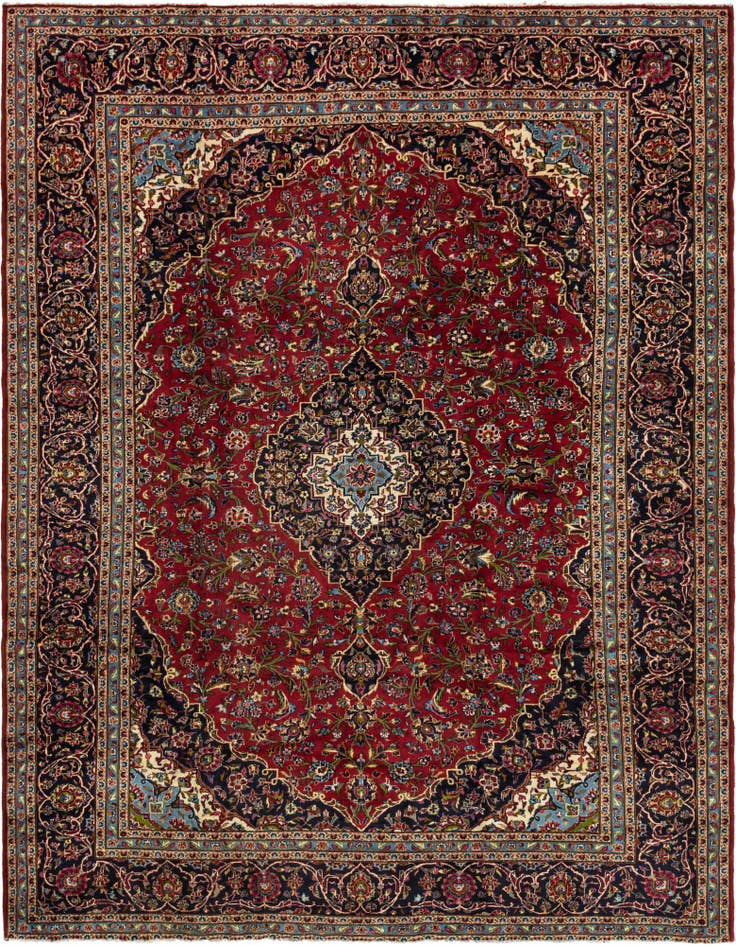 Detail image of 10' x 12' 7 Hand Knotted Kashan Persian Wool Rug