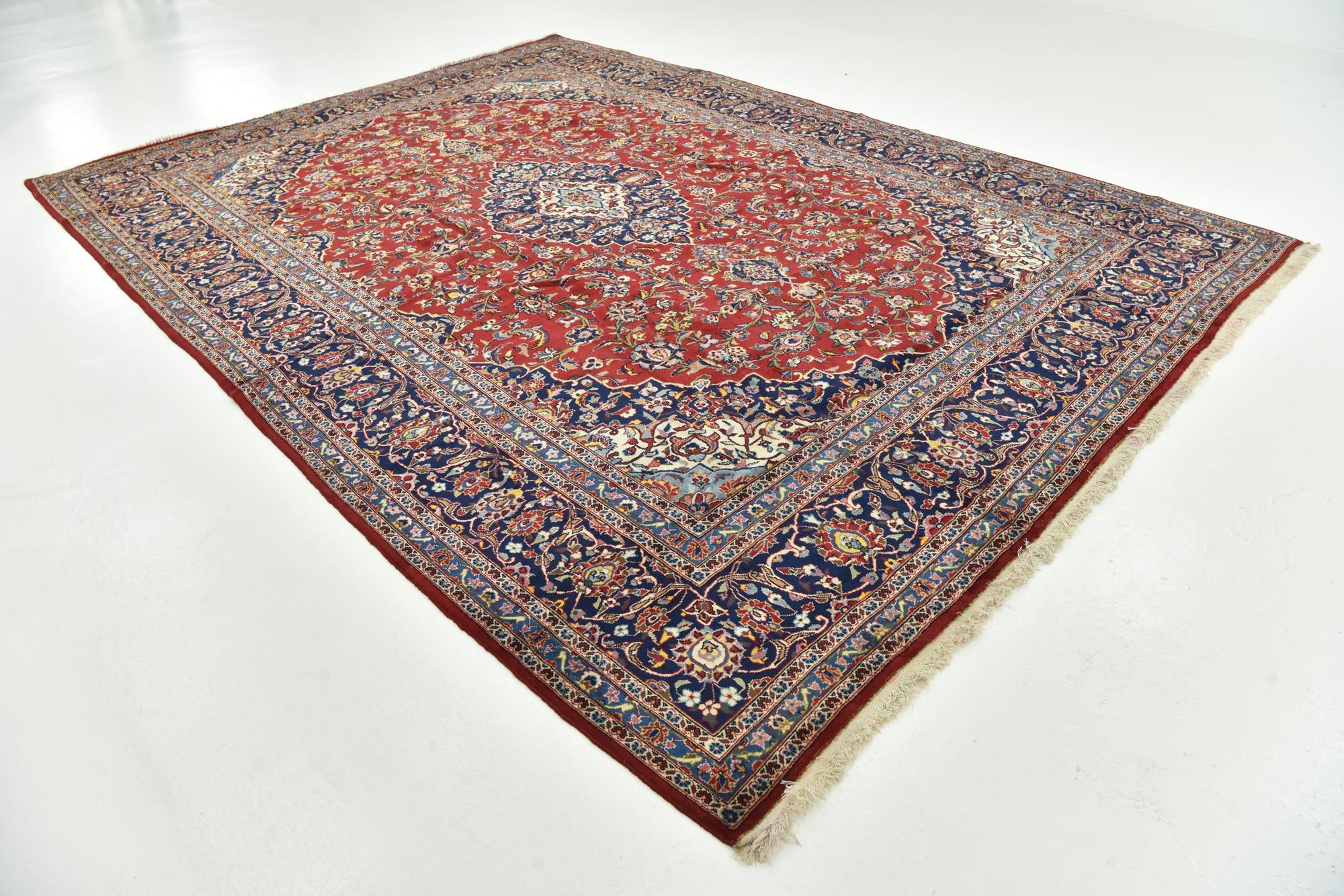 9' 8 x 13' 3 Hand Knotted Kashan Persian Wool Rug