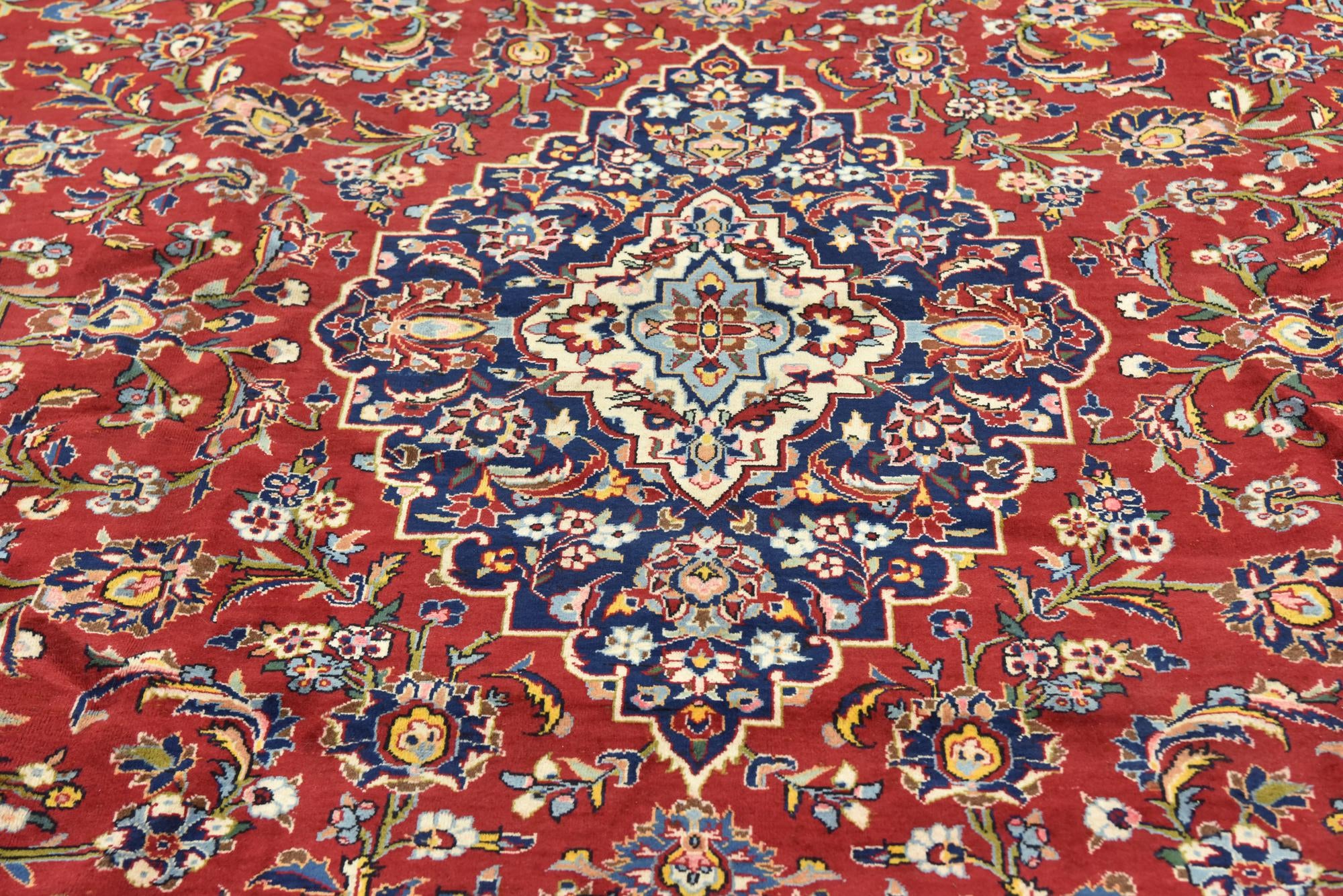 9' 8 x 13' 3 Hand Knotted Kashan Persian Wool Rug