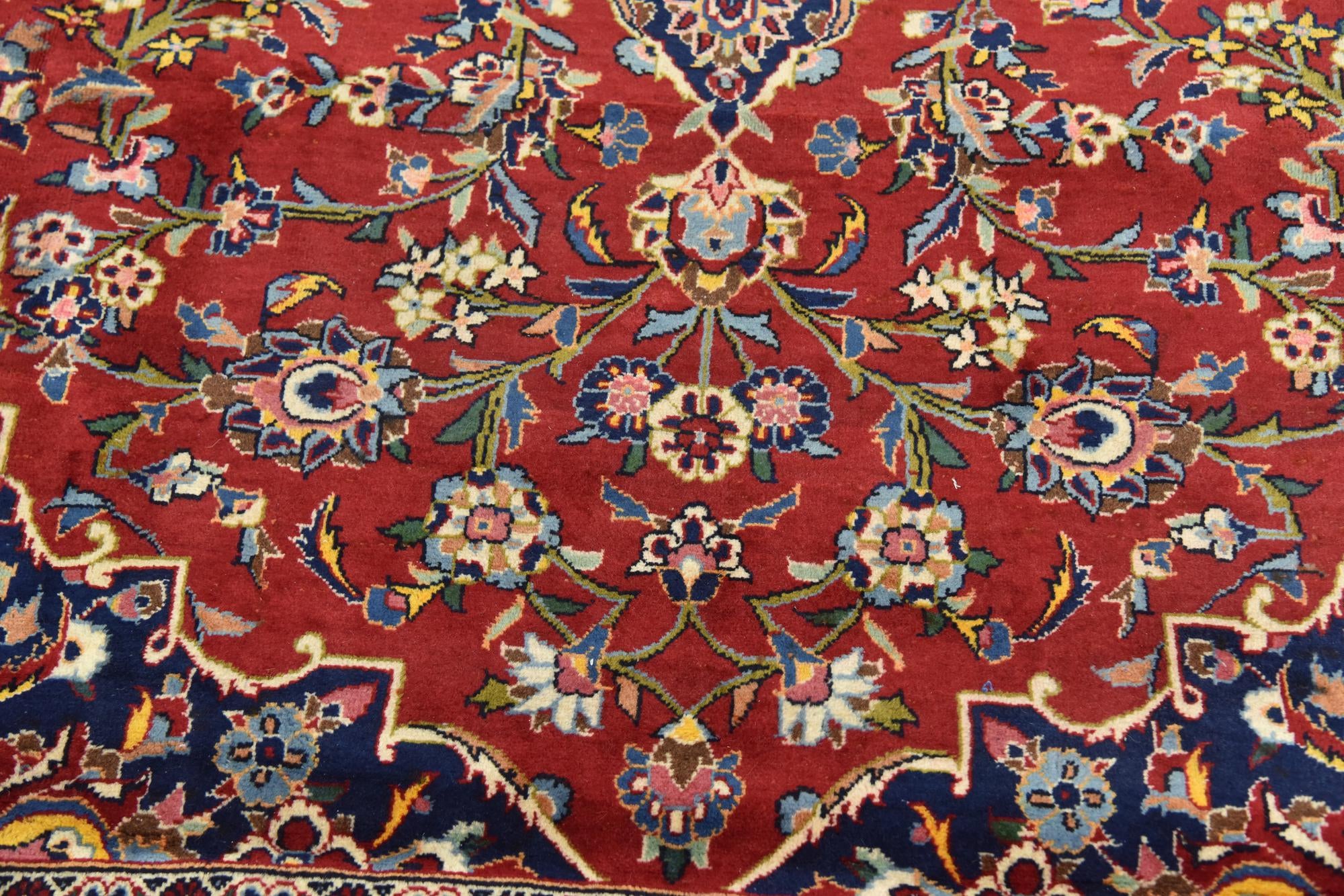 9' 8 x 13' 3 Hand Knotted Kashan Persian Wool Rug