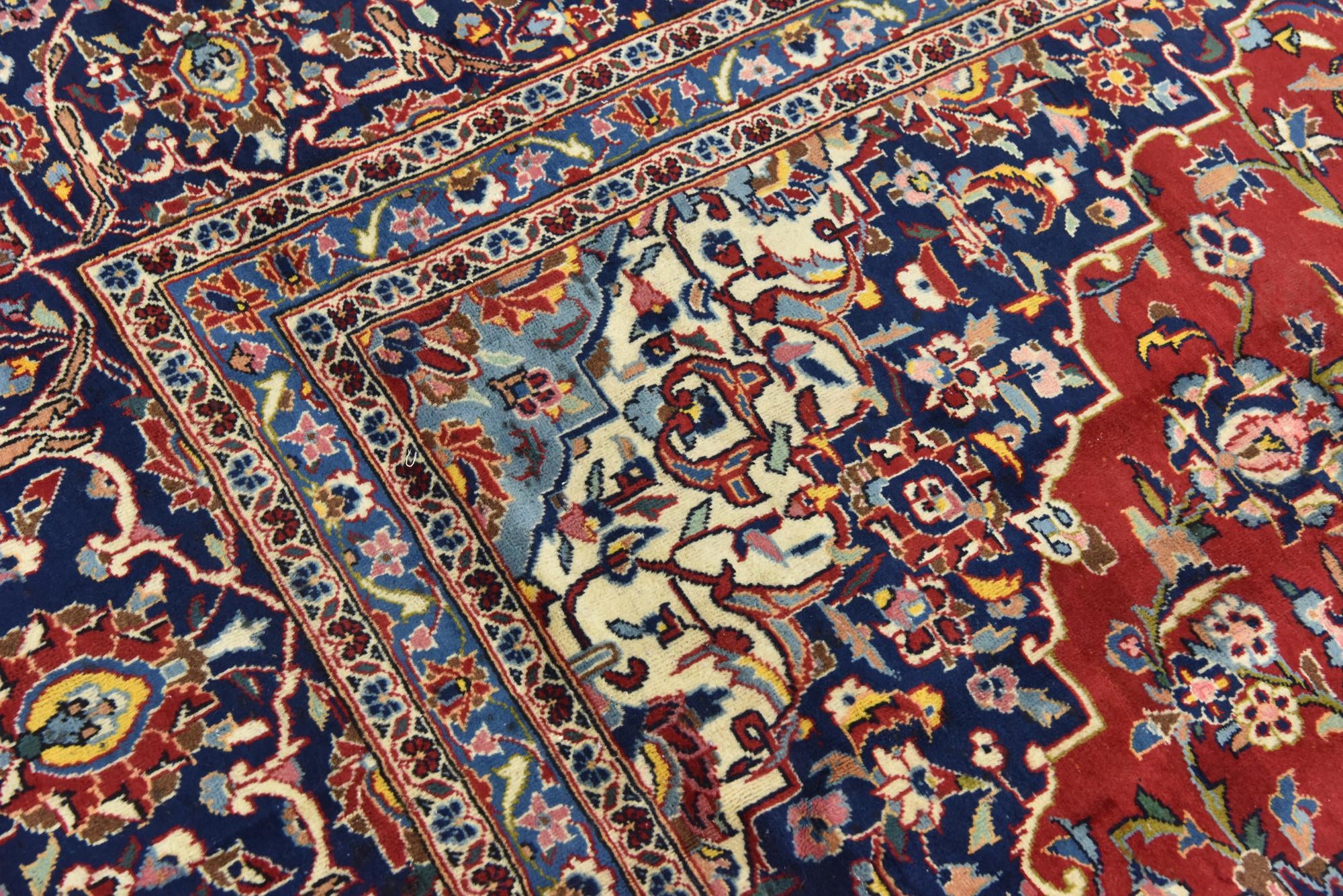 9' 8 x 13' 3 Hand Knotted Kashan Persian Wool Rug