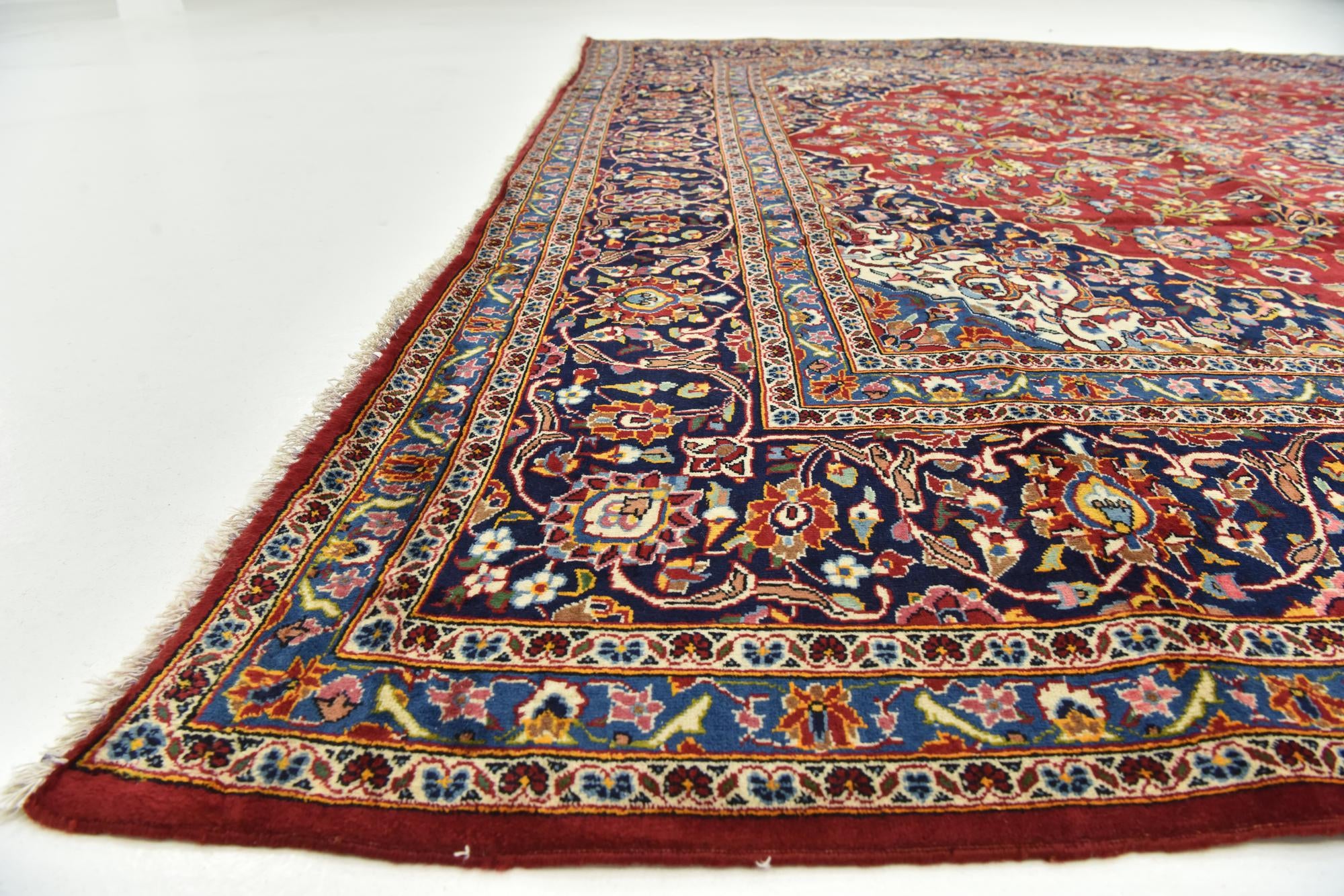 9' 8 x 13' 3 Hand Knotted Kashan Persian Wool Rug