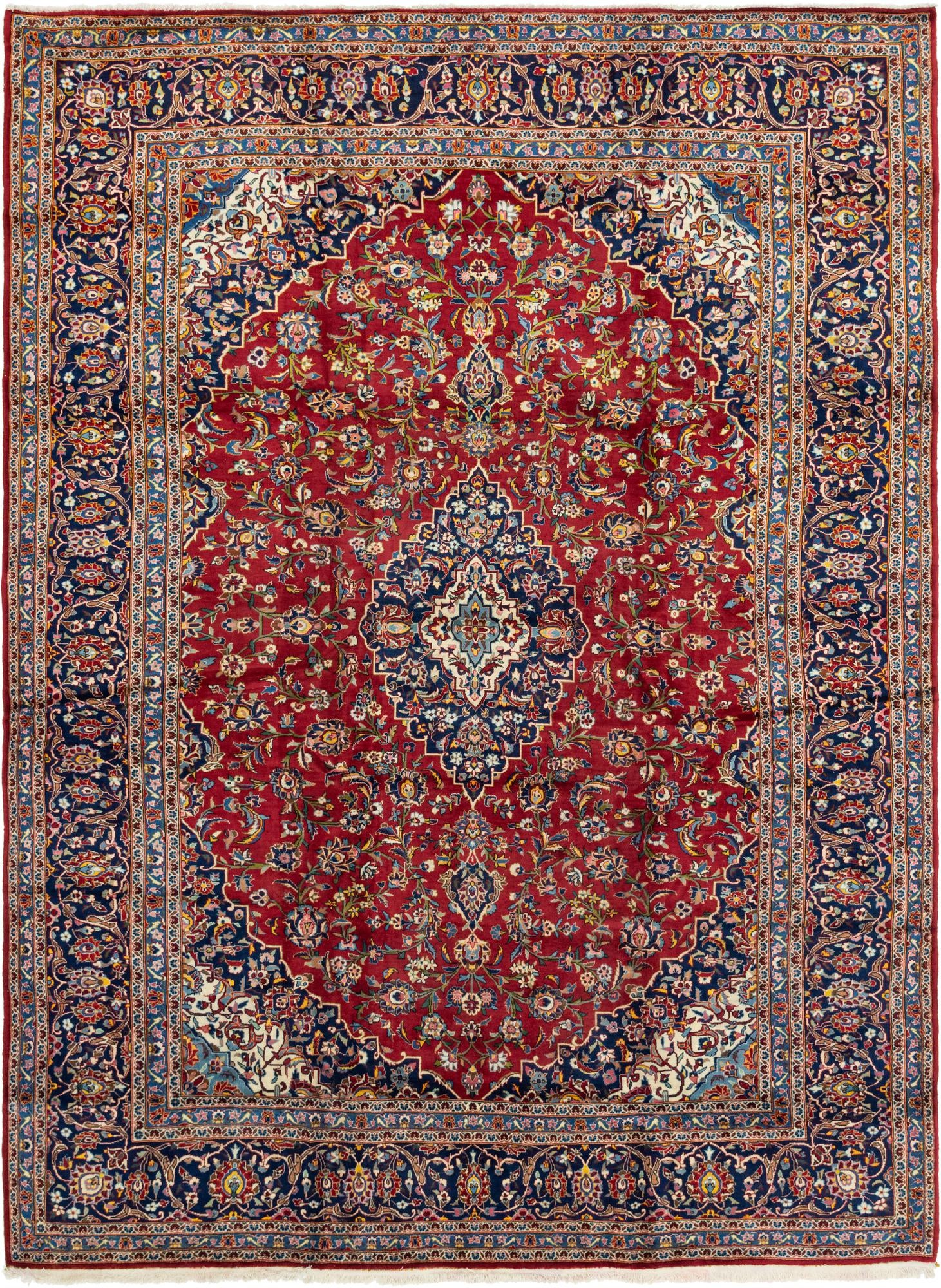 9' 8 x 13' 3 Hand Knotted Kashan Persian Wool Rug