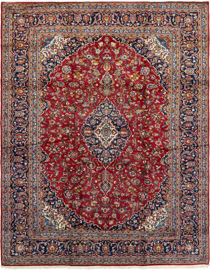 Detail image of 9' 8 x 13' 3 Hand Knotted Kashan Persian Wool Rug