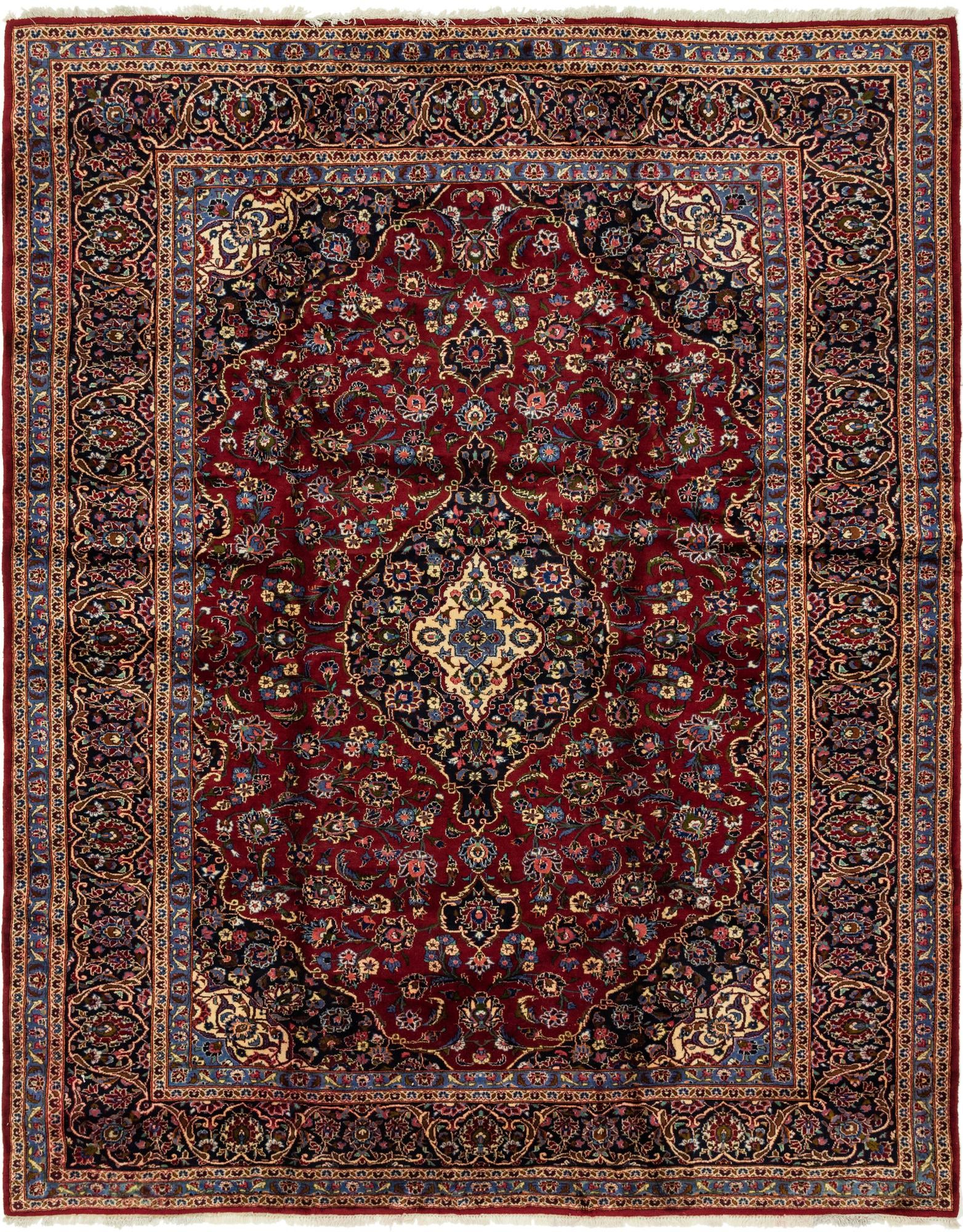 10' x 12' 8 Hand Knotted Kashan Persian Wool Rug