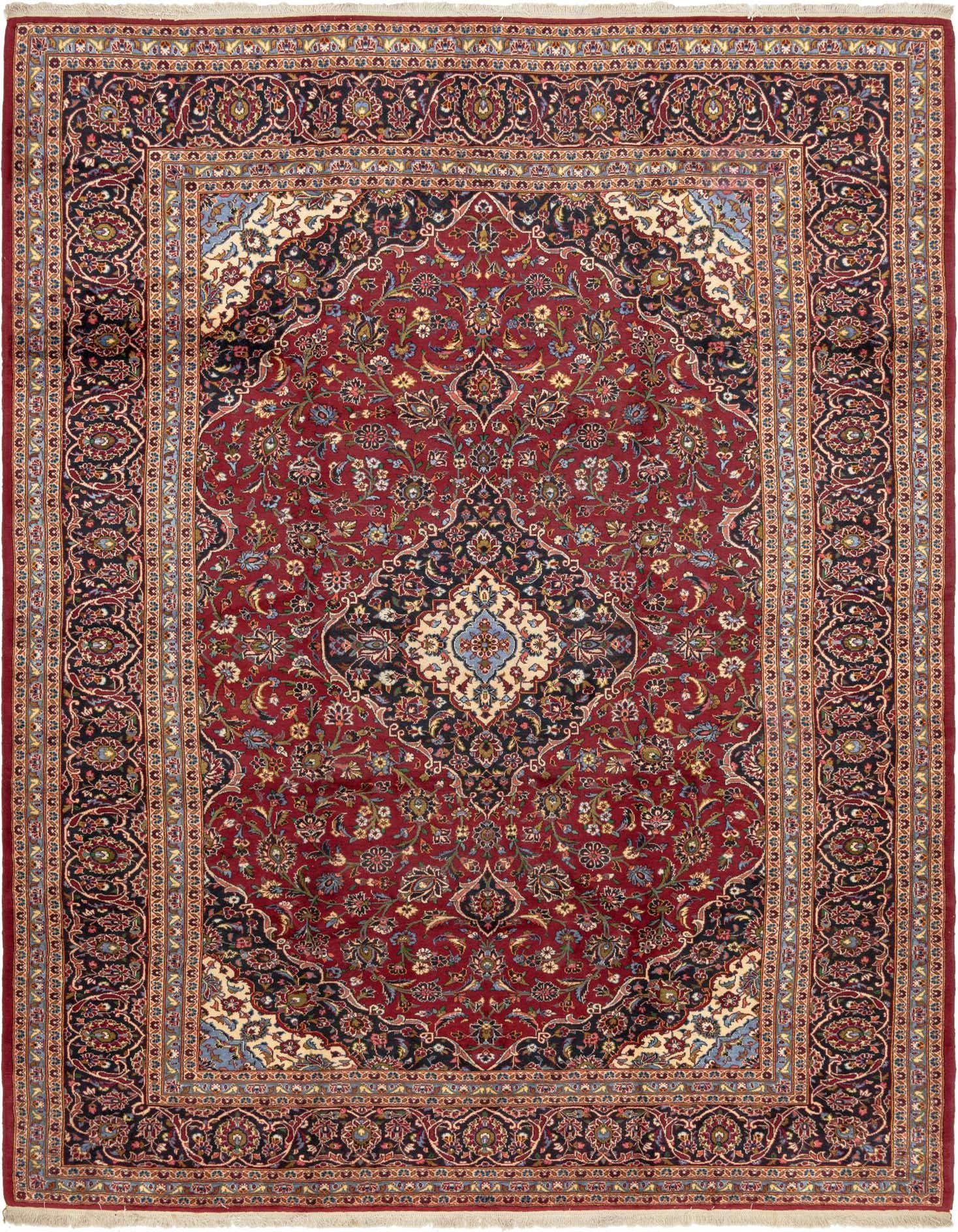 9' 10 x 13' 3 Hand Knotted Kashan Persian Wool Rug