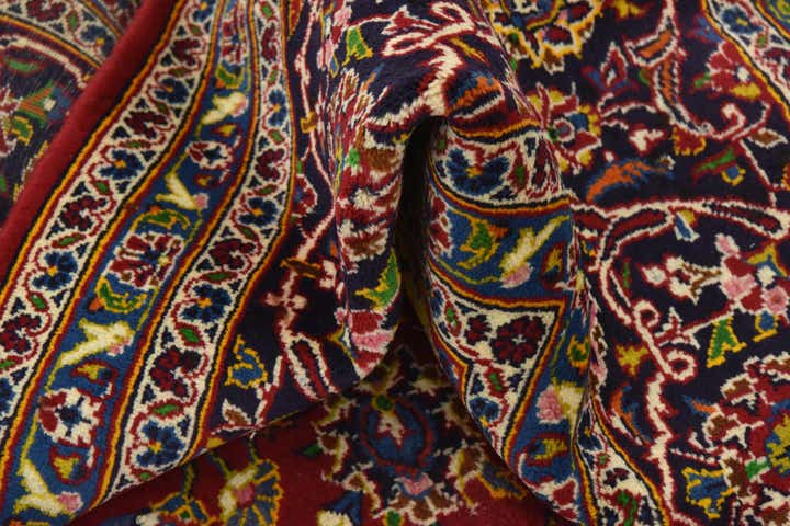 9' 7 x 12' 9 Hand Knotted Kashan Persian Wool Rug