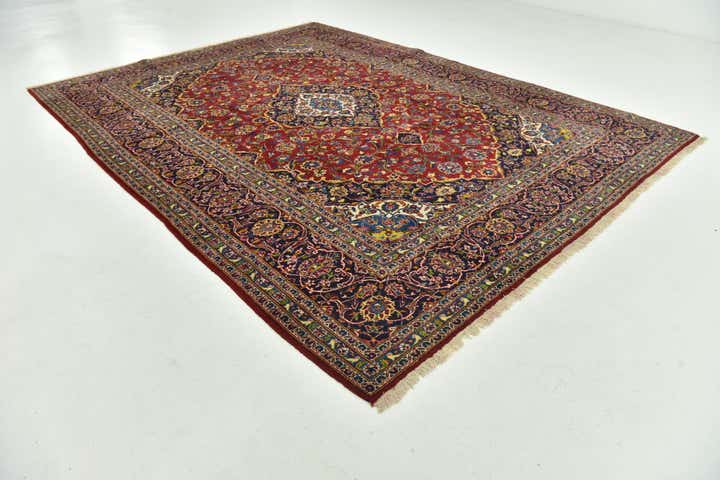 9' 7 x 12' 9 Hand Knotted Kashan Persian Wool Rug