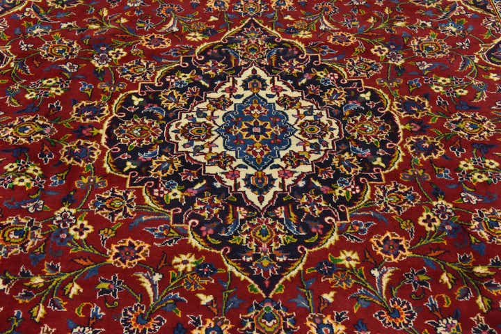 9' 7 x 12' 9 Hand Knotted Kashan Persian Wool Rug