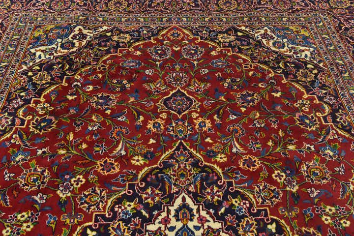 9' 7 x 12' 9 Hand Knotted Kashan Persian Wool Rug