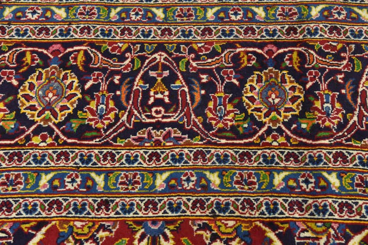 Detail image of 9' 7 x 12' 9 Hand Knotted Kashan Persian Wool Rug
