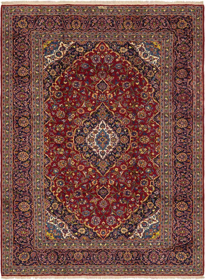 9' 7 x 12' 9 Hand Knotted Kashan Persian Wool Rug