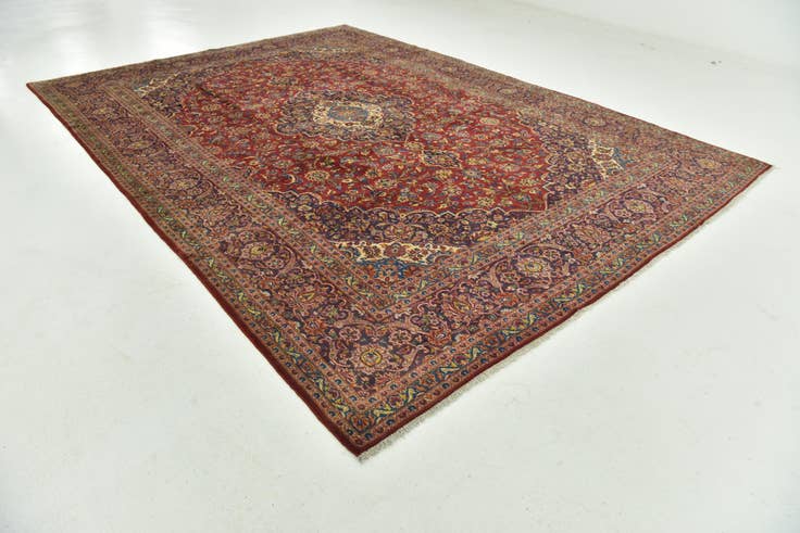 Detail image of 9' 9 x 13' 4 Hand Knotted Kashan Persian Wool Rug