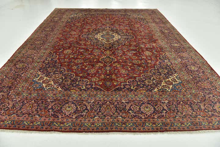 9' 9 x 13' 4 Hand Knotted Kashan Persian Wool Rug