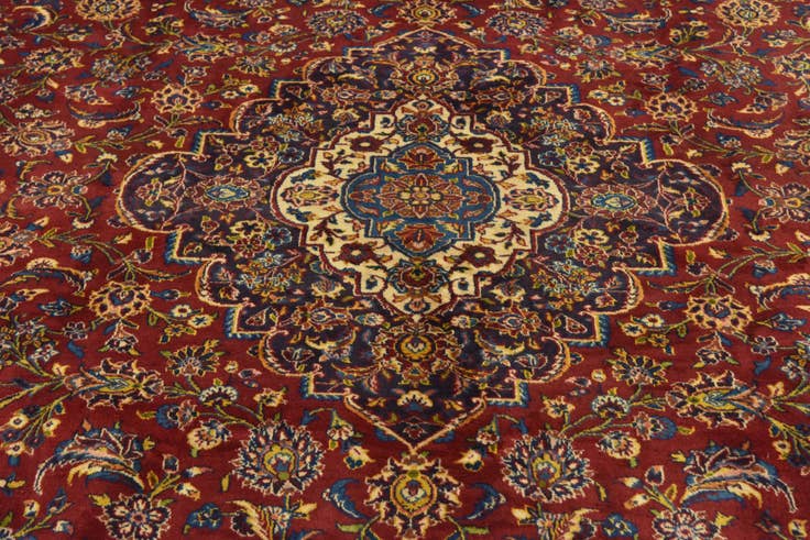 Detail image of 9' 9 x 13' 4 Hand Knotted Kashan Persian Wool Rug