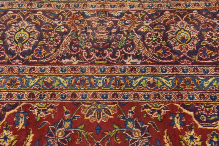 Detail image of 9' 9 x 13' 4 Hand Knotted Kashan Persian Wool Rug