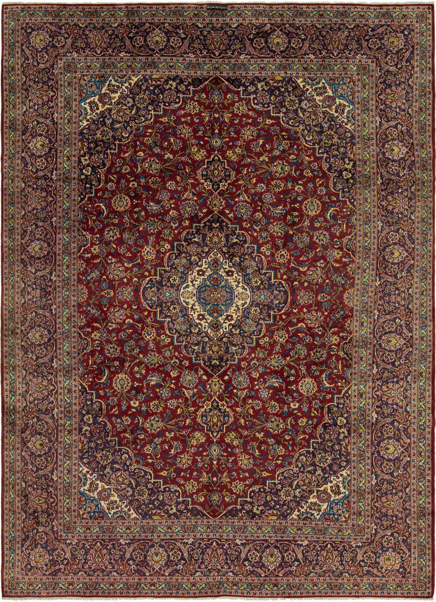 9' 9 x 13' 4 Hand Knotted Kashan Persian Wool Rug