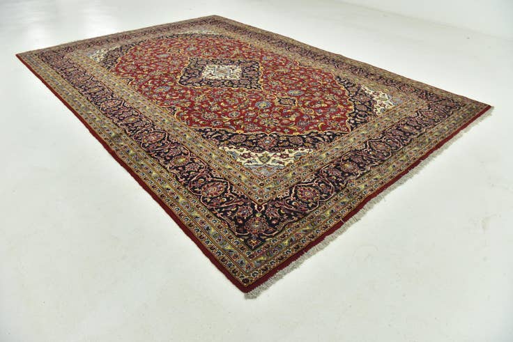 Detail image of 9' 4 x 13' 10 Hand Knotted Kashan Persian Wool Rug
