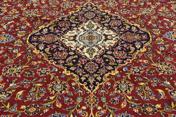 9' 4 x 13' 10 Hand Knotted Kashan Persian Wool Rug