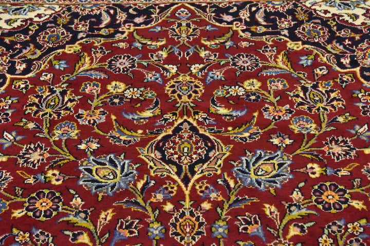 9' 4 x 13' 10 Hand Knotted Kashan Persian Wool Rug