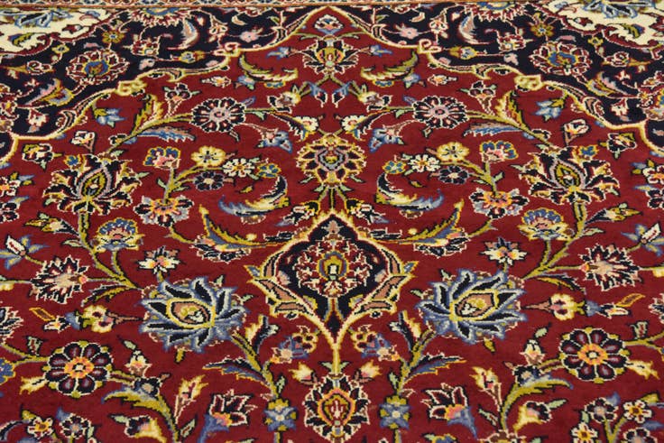 Detail image of 9' 4 x 13' 10 Hand Knotted Kashan Persian Wool Rug