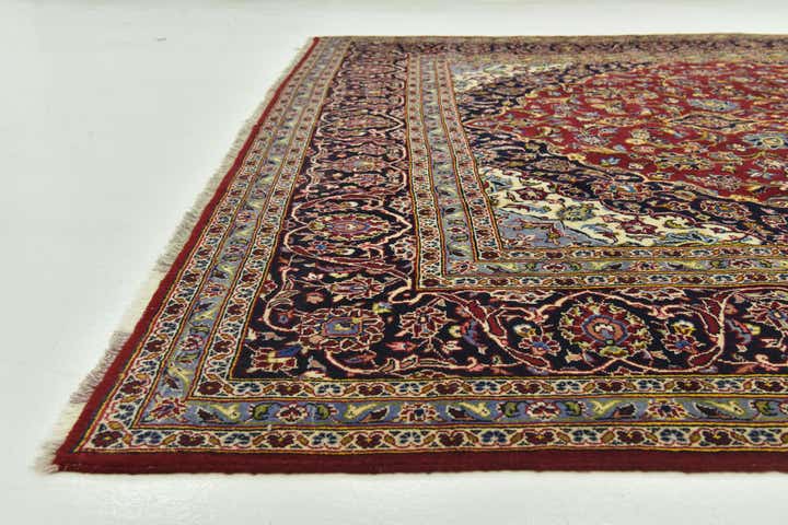 9' 4 x 13' 10 Hand Knotted Kashan Persian Wool Rug