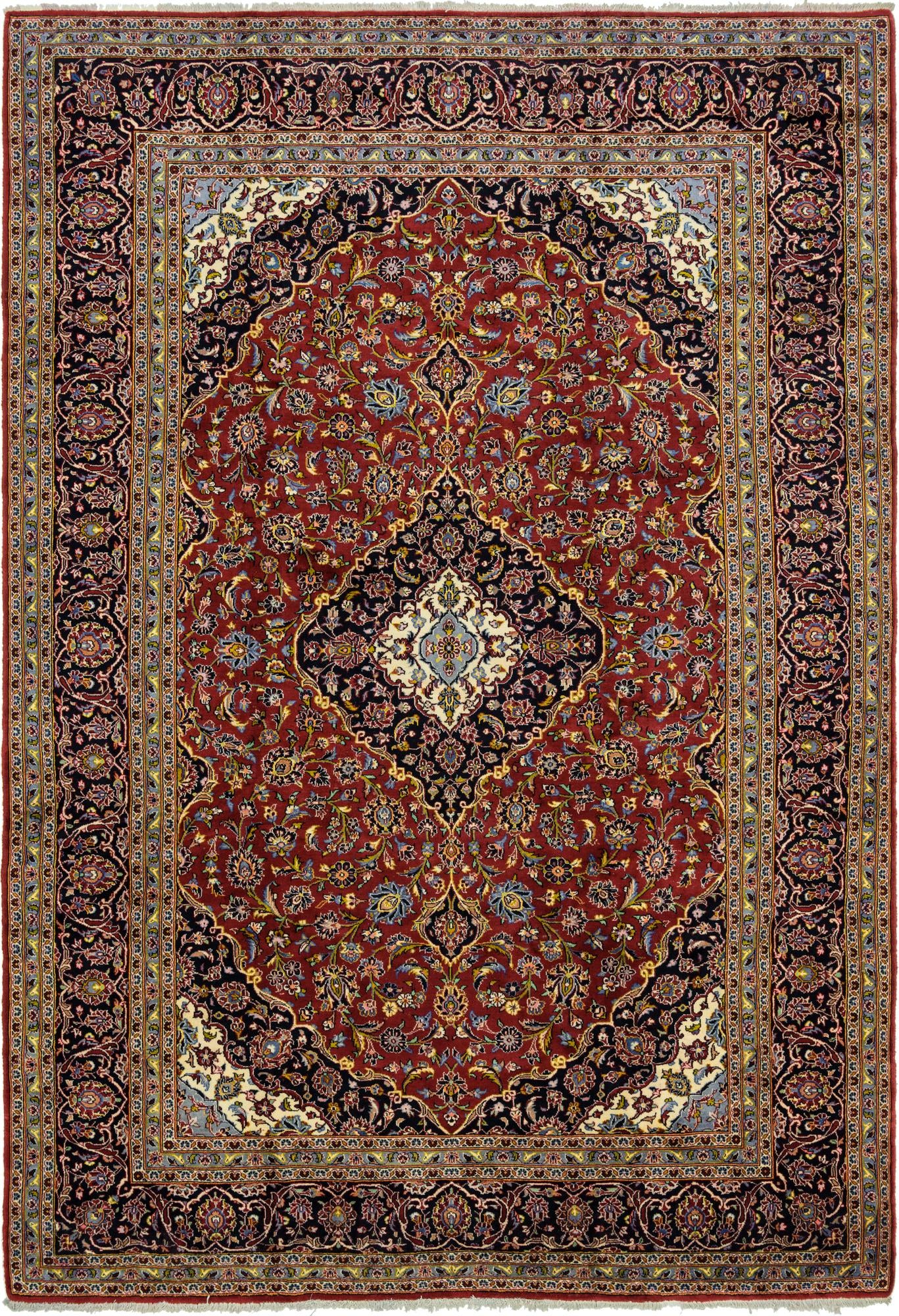 9' 4 x 13' 10 Hand Knotted Kashan Persian Wool Rug
