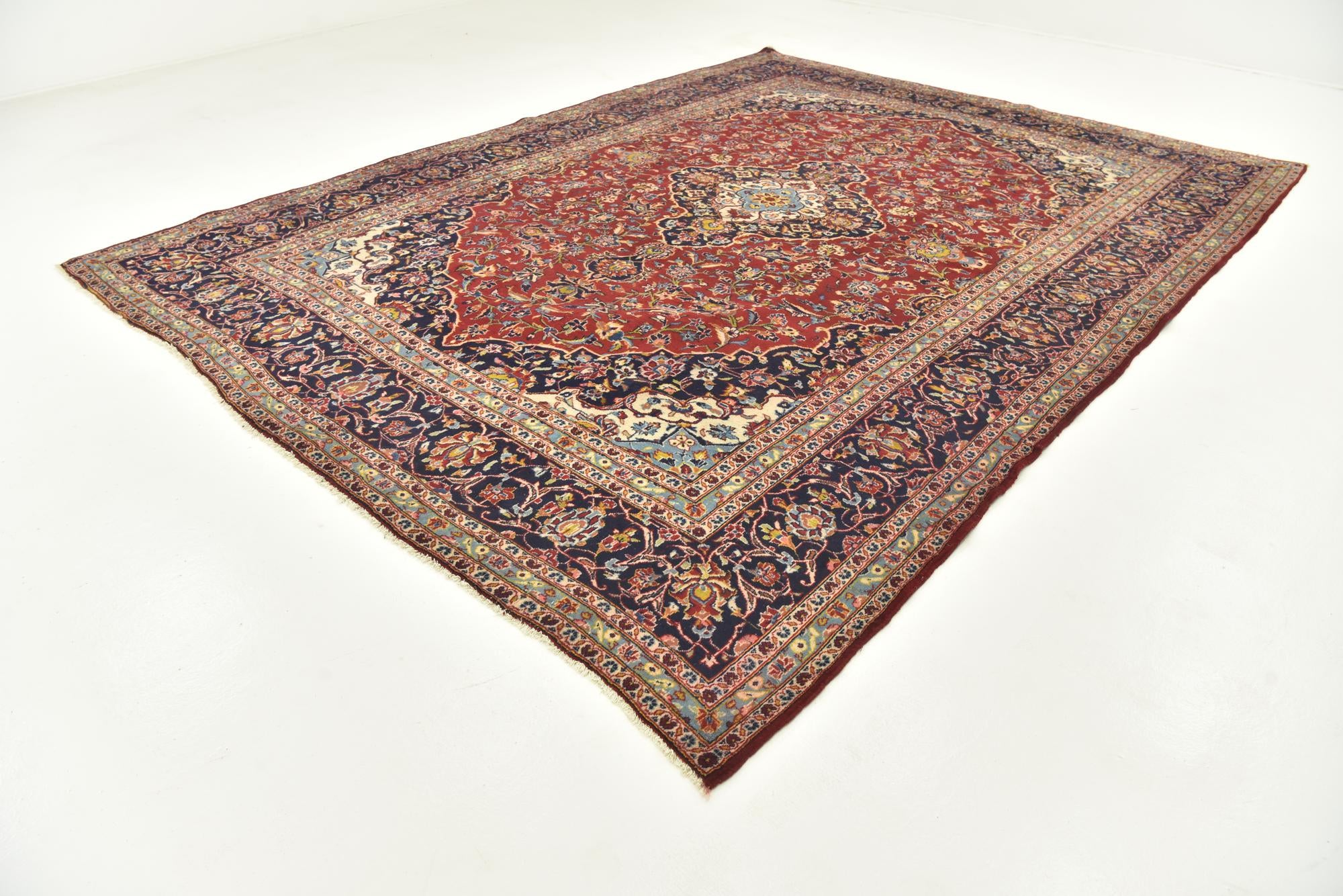 9' 10 x 12' 10 Hand Knotted Kashan Persian Wool Rug