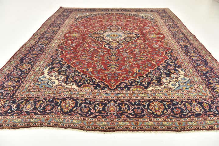 9' 10 x 12' 10 Hand Knotted Kashan Persian Wool Rug