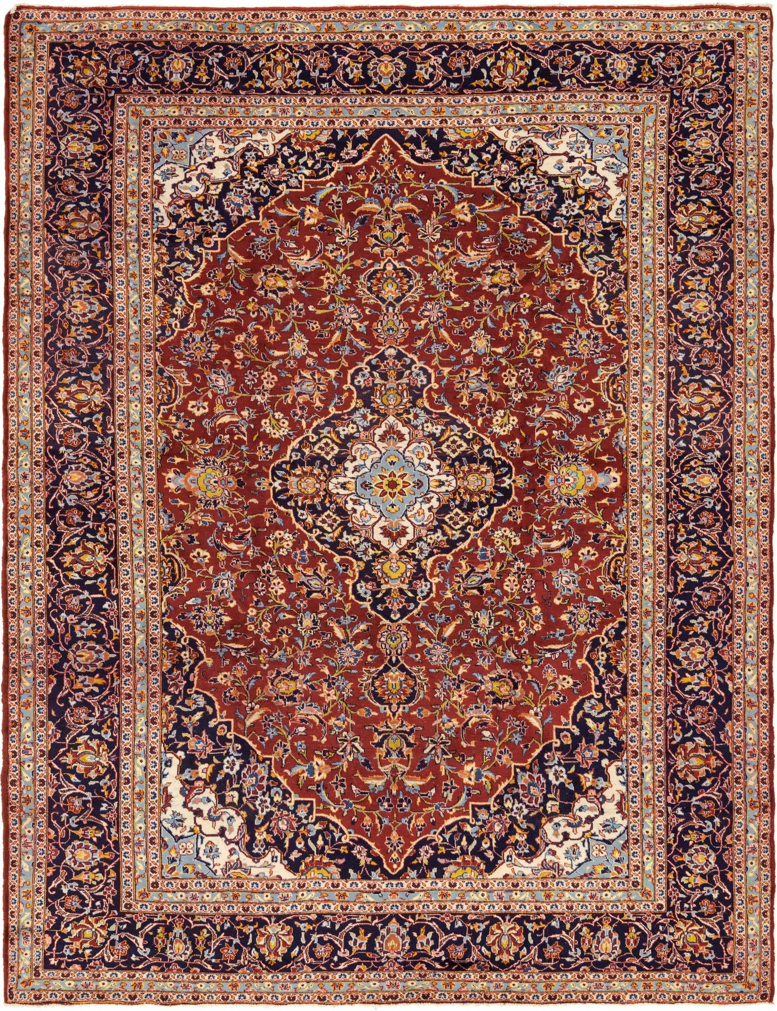 9' 10 x 12' 10 Hand Knotted Kashan Persian Wool Rug