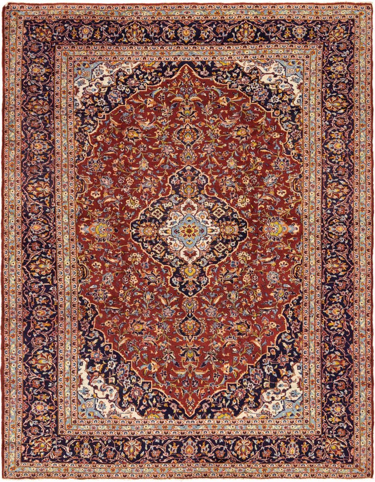 Detail image of 9' 10 x 12' 10 Hand Knotted Kashan Persian Wool Rug