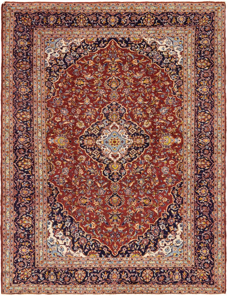 Detail image of 9' 10 x 12' 10 Hand Knotted Kashan Persian Wool Rug