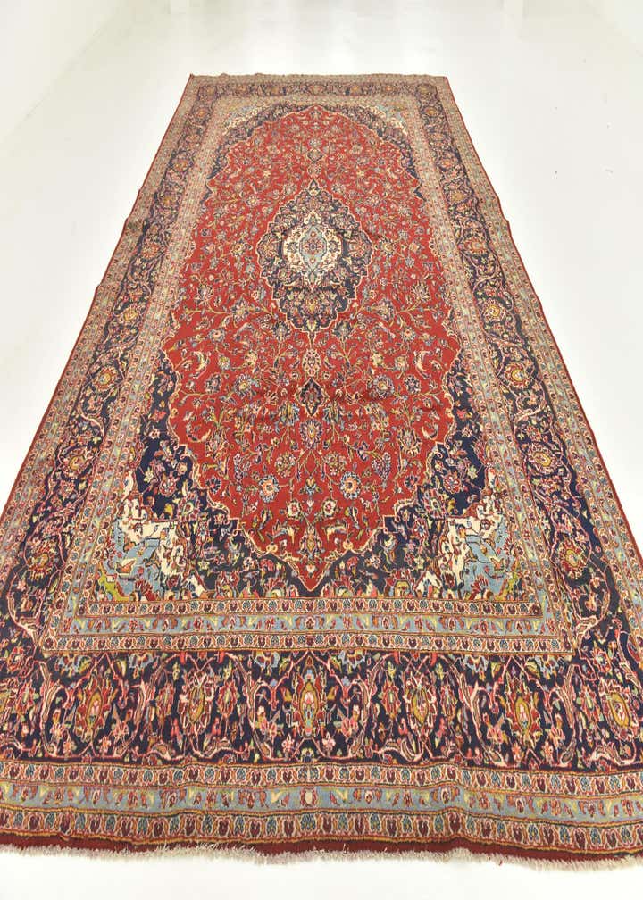 9' 7 x 14' 7 Hand Knotted Kashan Persian Wool Rug