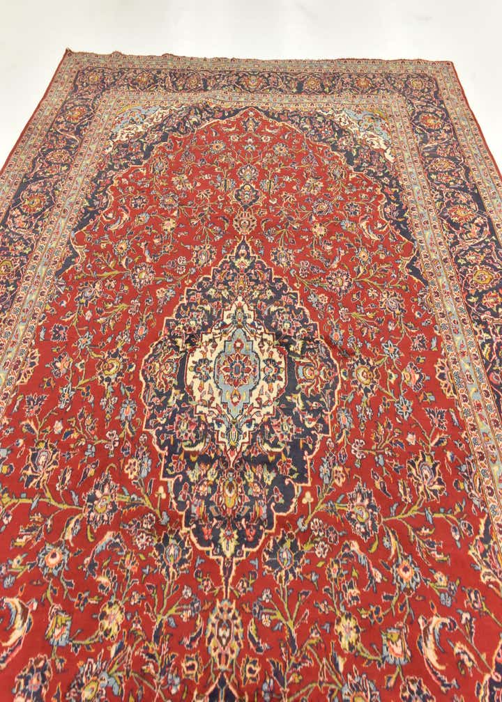 9' 7 x 14' 7 Hand Knotted Kashan Persian Wool Rug